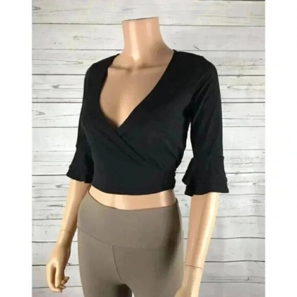 Black Wrap Top NWT SMALL - Picture 3 of 3
